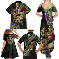 Mardi Gras 2025 Family Matching Summer Maxi Dress and Hawaiian Shirt Beadeds With Gorgeous Mask - Wonder Print Shop