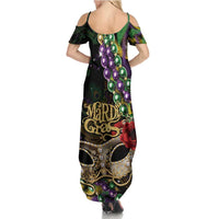 Mardi Gras 2025 Family Matching Summer Maxi Dress and Hawaiian Shirt Beadeds With Gorgeous Mask - Wonder Print Shop