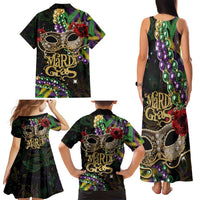 Mardi Gras 2025 Family Matching Tank Maxi Dress and Hawaiian Shirt Beadeds With Gorgeous Mask - Wonder Print Shop