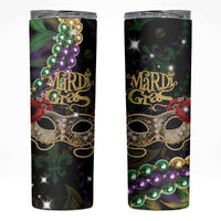 Mardi Gras 2025 Skinny Tumbler Beadeds With Gorgeous Mask - Wonder Print Shop