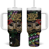 Mardi Gras 2025 Tumbler With Handle Beadeds With Gorgeous Mask - Wonder Print Shop