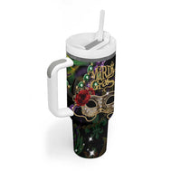 Mardi Gras 2025 Tumbler With Handle Beadeds With Gorgeous Mask - Wonder Print Shop
