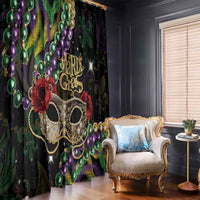 Mardi Gras 2025 Window Curtain Beadeds With Gorgeous Mask - Wonder Print Shop