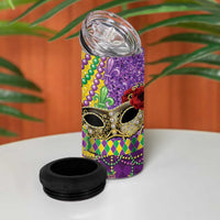 Mardi Gras 4 in 1 Can Cooler Tumbler Beadeds Necklace With Fleur De Lis - Wonder Print Shop