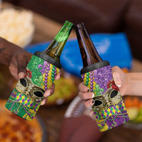 Mardi Gras 4 in 1 Can Cooler Tumbler Beadeds Necklace With Fleur De Lis - Wonder Print Shop