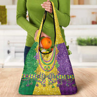 Mardi Gras Grocery Bag Beadeds Necklace With Fleur De Lis