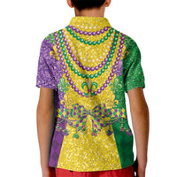 Mardi Gras Kid Polo Shirt Beadeds Necklace With Fleur De Lis - Wonder Print Shop