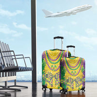 Mardi Gras Luggage Cover Beadeds Necklace With Fleur De Lis - Wonder Print Shop