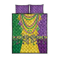 Mardi Gras Quilt Bed Set Beadeds Necklace With Fleur De Lis - Wonder Print Shop