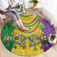Mardi Gras Round Carpet Beadeds Necklace With Fleur De Lis