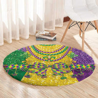 Mardi Gras Round Carpet Beadeds Necklace With Fleur De Lis