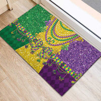 Mardi Gras Rubber Doormat Beadeds Necklace With Fleur De Lis - Wonder Print Shop