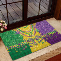Mardi Gras Rubber Doormat Beadeds Necklace With Fleur De Lis - Wonder Print Shop