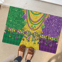 Mardi Gras Rubber Doormat Beadeds Necklace With Fleur De Lis - Wonder Print Shop