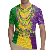 Mardi Gras Rugby Jersey Beadeds Necklace With Fleur De Lis - Wonder Print Shop