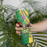 Mardi Gras Skinny Tumbler Beadeds Necklace With Fleur De Lis - Wonder Print Shop