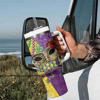 Mardi Gras Tumbler With Handle Beadeds Necklace With Fleur De Lis - Wonder Print Shop