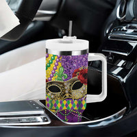 Mardi Gras Tumbler With Handle Beadeds Necklace With Fleur De Lis - Wonder Print Shop