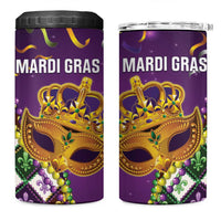 King Mask Mardi Gras 4 in 1 Can Cooler Tumbler Let's Party Beadeds With Fleur De Lis - Wonder Print Shop