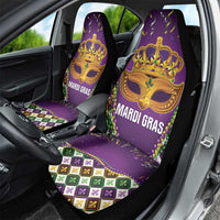King Mask Mardi Gras Car Seat Cover Let's Party Beadeds With Fleur De Lis - Wonder Print Shop