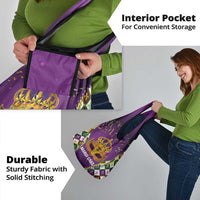King Mask Mardi Gras Grocery Bag Let's Party Beadeds With Fleur De Lis