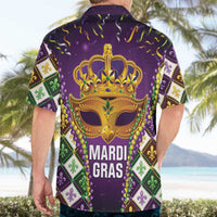 King Mask Mardi Gras Hawaiian Shirt Let's Party Beadeds With Fleur De Lis - Wonder Print Shop