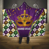King Mask Mardi Gras Hooded Blanket Let's Party Beadeds With Fleur De Lis