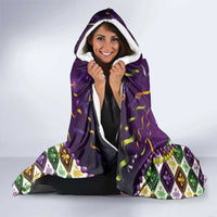 King Mask Mardi Gras Hooded Blanket Let's Party Beadeds With Fleur De Lis
