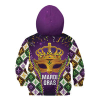 King Mask Mardi Gras Kid Hoodie Let's Party Beadeds With Fleur De Lis - Wonder Print Shop