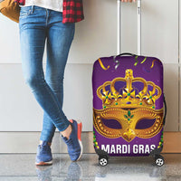 King Mask Mardi Gras Luggage Cover Let's Party Beadeds With Fleur De Lis - Wonder Print Shop