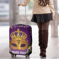 King Mask Mardi Gras Luggage Cover Let's Party Beadeds With Fleur De Lis - Wonder Print Shop