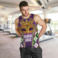 King Mask Mardi Gras Men Tank Top Let's Party Beadeds With Fleur De Lis - Wonder Print Shop