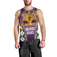 King Mask Mardi Gras Men Tank Top Let's Party Beadeds With Fleur De Lis - Wonder Print Shop
