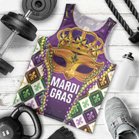 King Mask Mardi Gras Men Tank Top Let's Party Beadeds With Fleur De Lis - Wonder Print Shop
