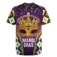 King Mask Mardi Gras Rugby Jersey Let's Party Beadeds With Fleur De Lis - Wonder Print Shop