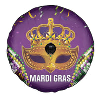 King Mask Mardi Gras Spare Tire Cover Let's Party Beadeds With Fleur De Lis - Wonder Print Shop