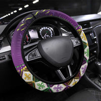 King Mask Mardi Gras Steering Wheel Cover Let's Party Beadeds With Fleur De Lis - Wonder Print Shop