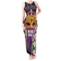 King Mask Mardi Gras Tank Maxi Dress Let's Party Beadeds With Fleur De Lis - Wonder Print Shop