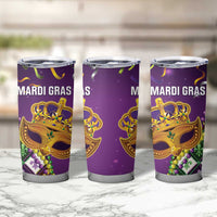 King Mask Mardi Gras Tumbler Cup Let's Party Beadeds With Fleur De Lis - Wonder Print Shop