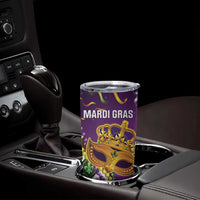 King Mask Mardi Gras Tumbler Cup Let's Party Beadeds With Fleur De Lis - Wonder Print Shop
