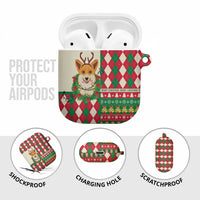 Wales Corgi Christmas AirPods Case Seamless Cute Dog Argyle Pattern - Wonder Print Shop