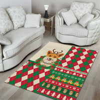 Wales Corgi Christmas Area Rug Seamless Cute Dog Argyle Pattern - Wonder Print Shop