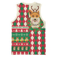 Wales Corgi Christmas Basketball Jersey Seamless Cute Dog Argyle Pattern - Wonder Print Shop