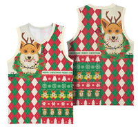 Wales Corgi Christmas Basketball Jersey Seamless Cute Dog Argyle Pattern - Wonder Print Shop