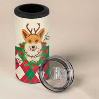 Wales Corgi Christmas 4 in 1 Can Cooler Tumbler Seamless Cute Dog Argyle Pattern - Wonder Print Shop