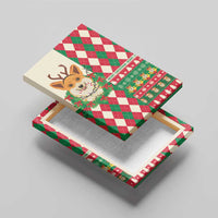 Wales Corgi Christmas Canvas Wall Art Seamless Cute Dog Argyle Pattern - Wonder Print Shop