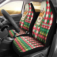 Wales Corgi Christmas Car Seat Cover Seamless Cute Dog Argyle Pattern - Wonder Print Shop