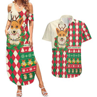 Wales Corgi Christmas Couples Matching Summer Maxi Dress and Hawaiian Shirt Seamless Cute Dog Argyle Pattern - Wonder Print Shop