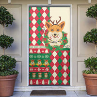 Wales Corgi Christmas Door Cover Seamless Cute Dog Argyle Pattern - Wonder Print Shop