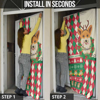 Wales Corgi Christmas Door Cover Seamless Cute Dog Argyle Pattern - Wonder Print Shop